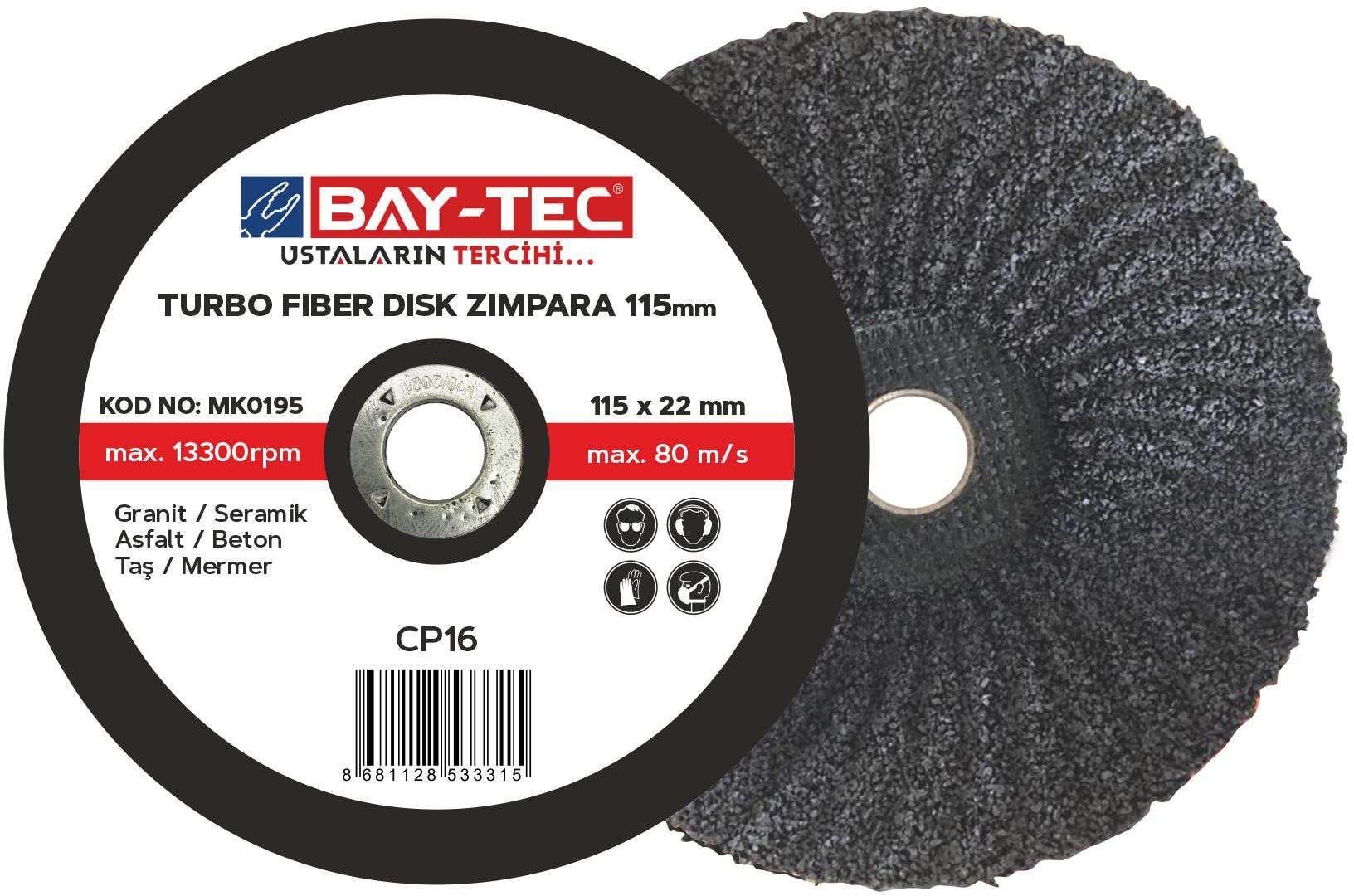 Bay-Tec Turbo Fiber Disk Zımpara 180x22-23 Mm Mk0196