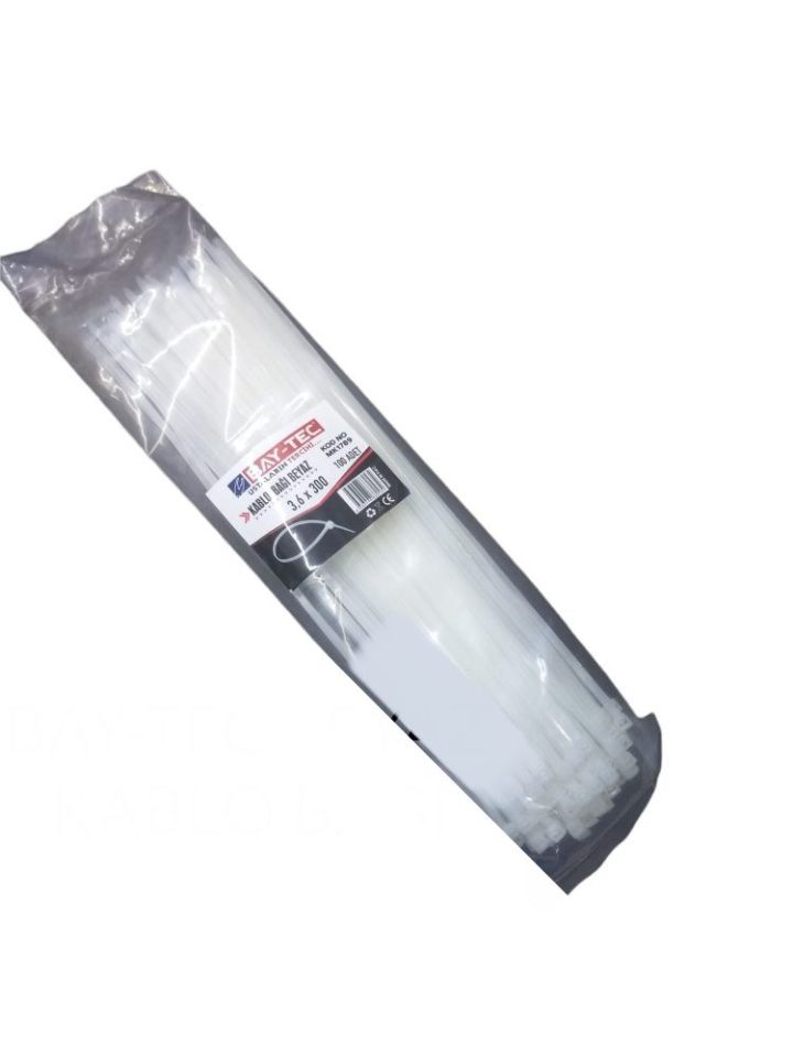 Beyaz Kablo Bağı 4.8x300 Mm Cırt Kelepçe